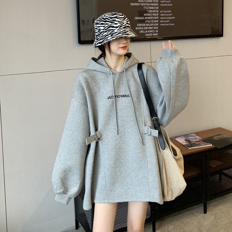 サイドベルトパーカー トップス プルオーバー トレーナー パーカー ミディアム丈 袖あり 長袖 4,842円