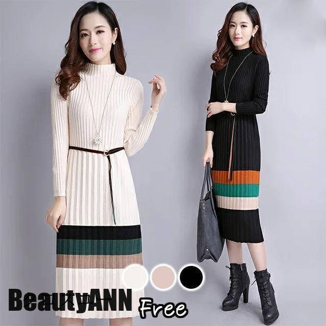 新生活 ワンピース レディース ニットワンピース 秋冬 ロングワンピース 長袖 秋 ニット ワンピース 大きいサイズ ワンピース ひざ丈 プリーツ 大人可愛い 綺麗 美脚効 秋 春 冬 秋物 冬物 プ 5,194円