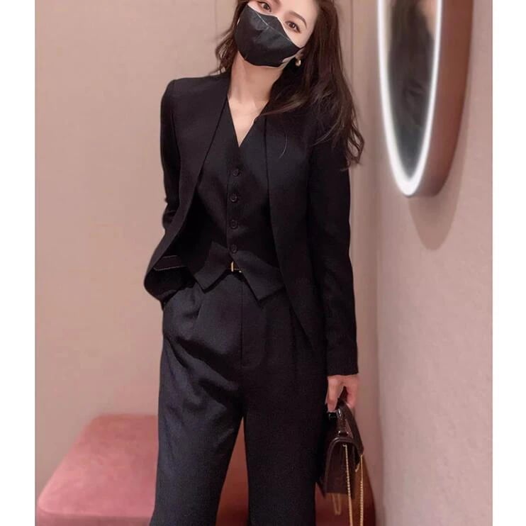 フォーマル レディーススーツ 女性スーツ 3点スーツセット ビジネススーツ パンツスーツ 長袖 カジュアル 七五三 スリム ボトムス リクルートスーツ セットアップ ジャケット パンツ 入学式 5,247円