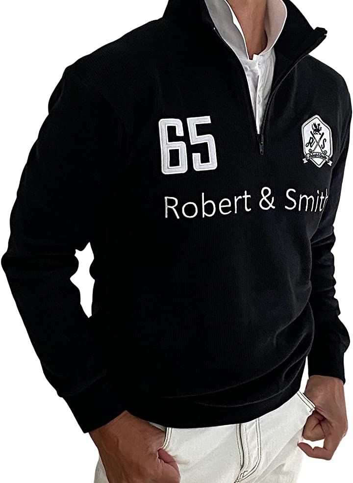 ロバートアンドスミス ゴルフ ウエア 防寒 セーター カチオン糸使用 メンズ 黒( ブラック, L)