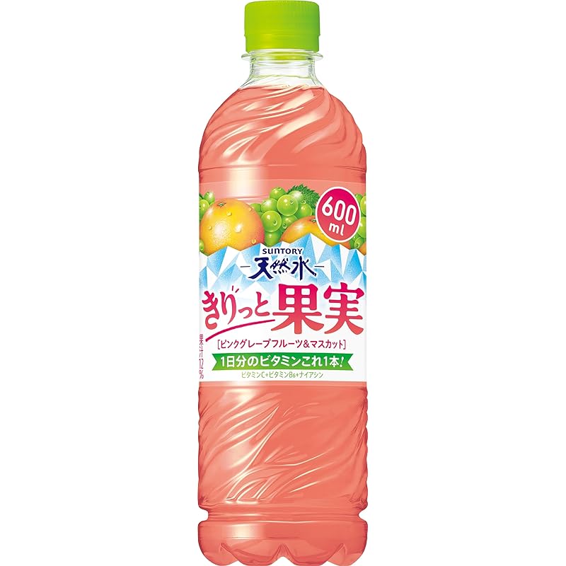 即納：サントリー 天然水 きりっと果実 ピンクグレープフルーツ＆マスカット 600ml×24本