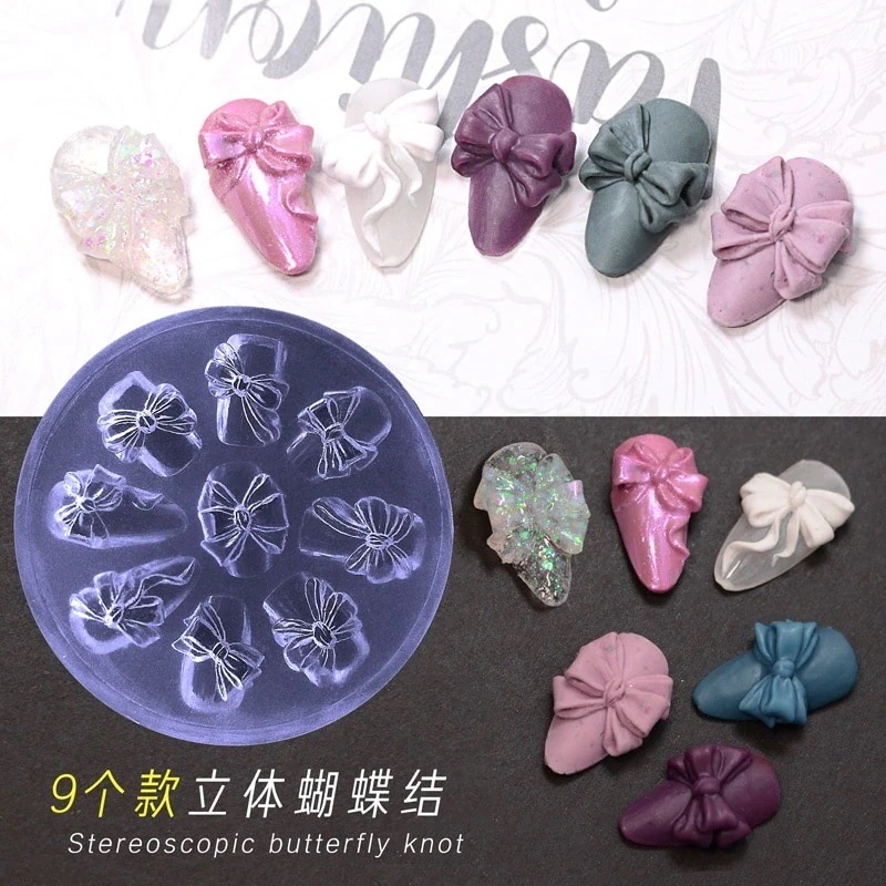 花フラワーリボンレジンパーツ 【10点セット】3Dジェルネイルシリコンモールド