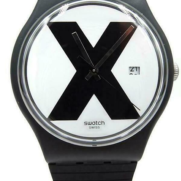 スウォッチNew Swiss Swatch Originals XX-RATED Black Silicone Date Watch 41mm SUOB402 $80
