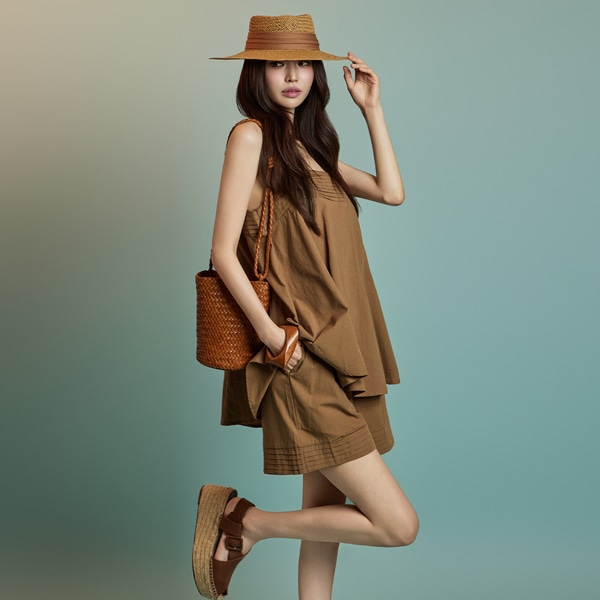 D5314 ピンタック スリーブレス ツーピース