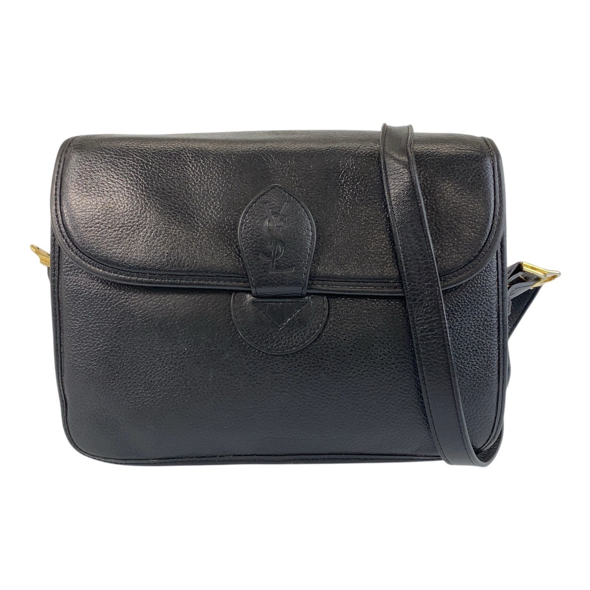 美品 YSL ブラック 黒 ゴールド金具 レザー ショルダーバッグ ポシェット レディース 501627