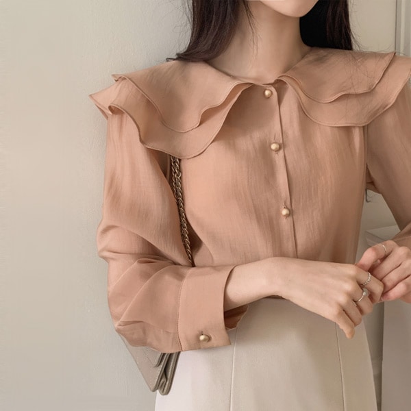 Ｗフリルカラーブラウス bs7423