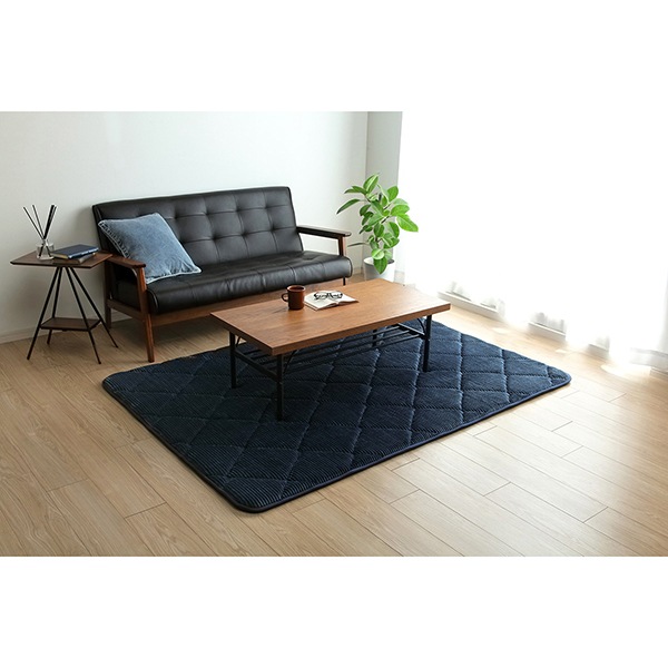 1290970195801 グランドAZ 製品 約4畳用 NV 185×300 ラグ 滑りにくい 防音 厚い コーデュロイ 無地 ネイビー 床暖房 ホットカーペット対応 こたつ敷布団 メーカー直送