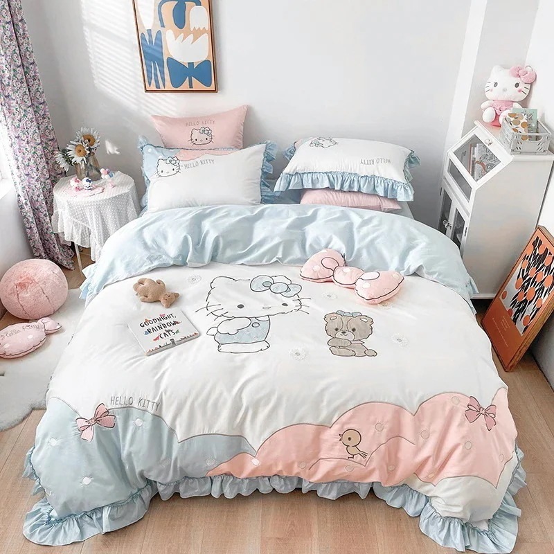 ハローキティ 寝具 子供用 ピンク プリンセスベッド 34点セット 綿100％ コットン