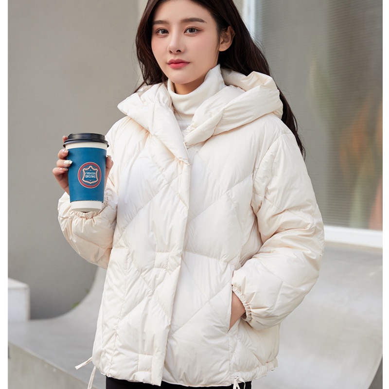 パン服ダウンジャケット女短金2023年新型韓国版白鴨パイル帽子付きゆったりとしたコートブーム