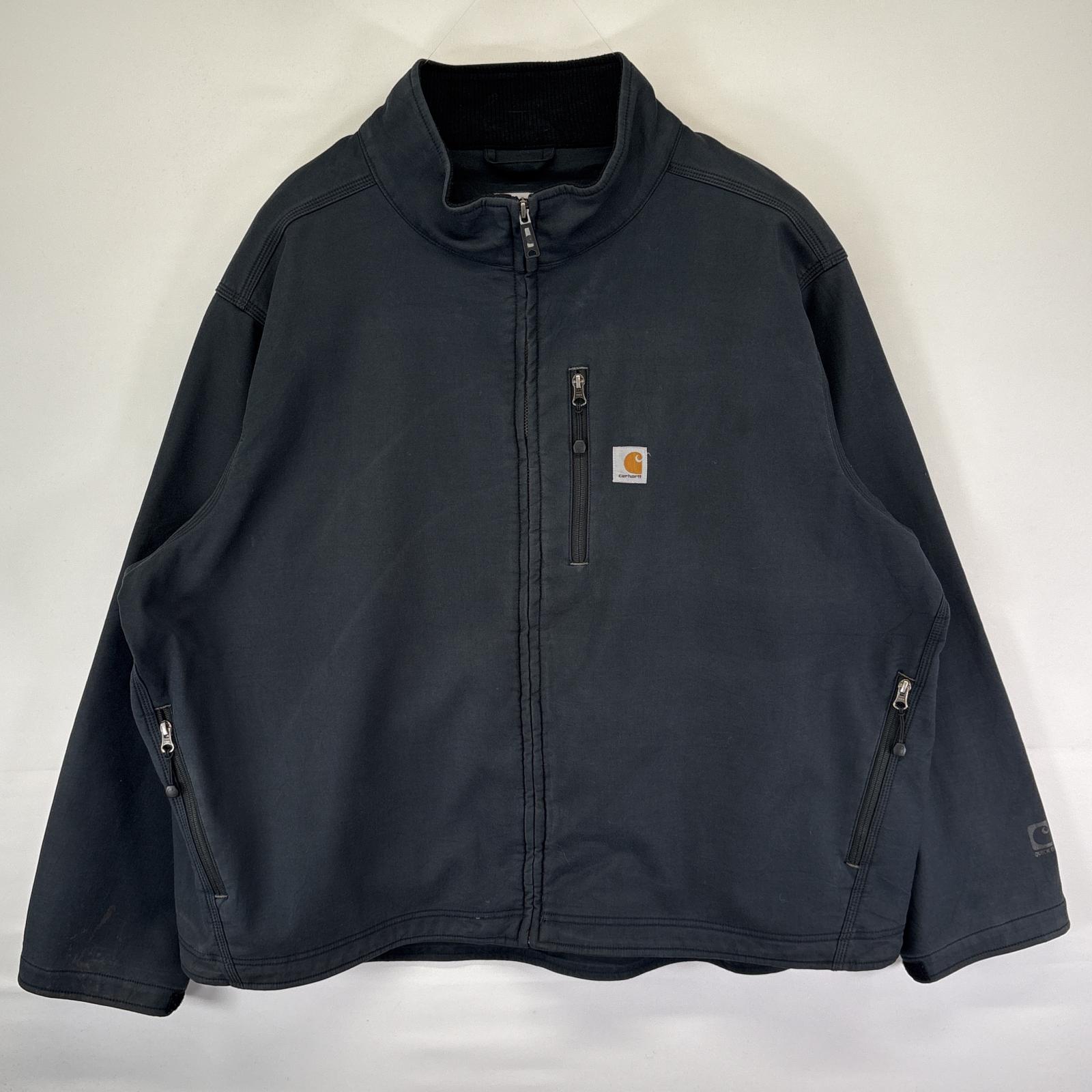 古着 ワークジャケット ワンポイントロゴ 裏地フリース ダック 大きいサイズ 3XL ブラック メンズ