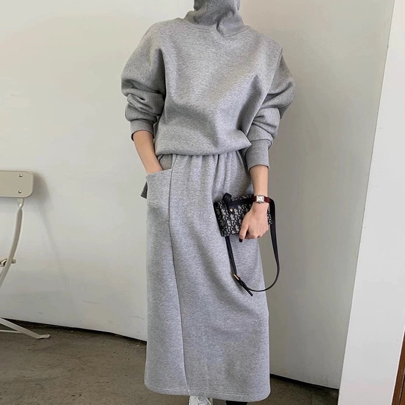 【セットアップ】スウェット ハイネックトップス+スリットスカート set up 上下セット フリース レディース 着回しコーデ ママコーデ 春秋冬 オフィス カジュアル おしゃれ a5065 5,933円