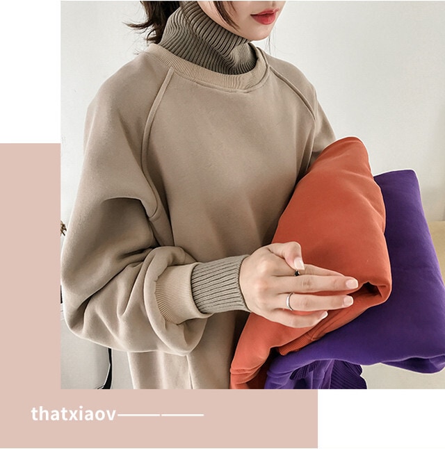 【送料無料】レディース ハーフハイネック プルオーバー セーター ベルベット トレーナー