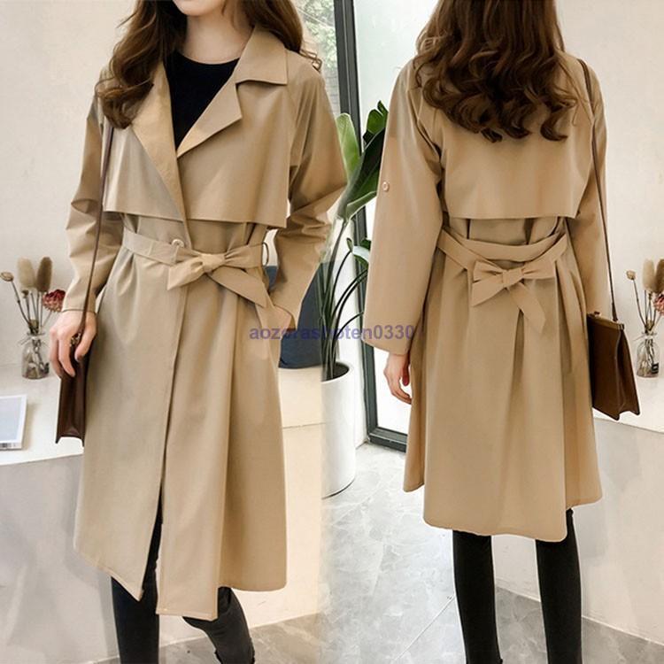 大きいサイズ レディース 50代 コート ライトアウター 40代 服 トレンチコート ロングコート 韓国風 物 30代 スプリングコート トレンチコート 40代 アウター
