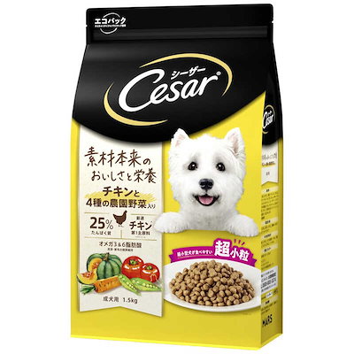 他サイト： マースジャパンリミテッド　Cesar(シーザー)ドライ 成犬用 チキンと4種の農園野菜入り 超小粒 1.5kgの商品画像