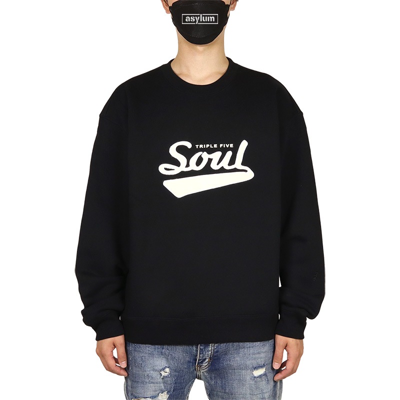 555 SOUL トレーナー TRIPLE 5 SOUL スウェット メンズ レディース ブランド 大きいサイズ おしゃれ おすすめ 人気 黒 ストリート 裏起毛 001