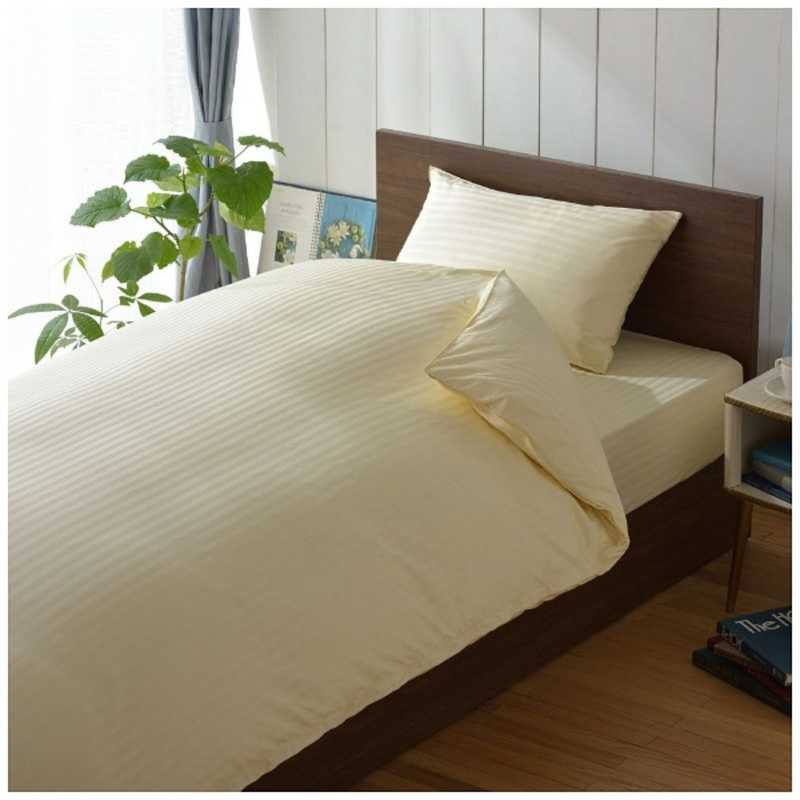 生毛工房　【掛ふとんカバー】サテンストライプ ダブルロングサイズ(綿100%/190×230cm/ベージュ)