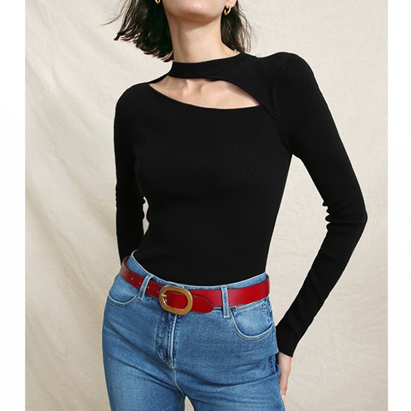 レディース トップス ニット 長袖 クルーネック アシンメトリー フェミニン ストリート かわいい 大人可愛い きれいめ シンプル カジュアル 上品 おしゃれ かっこいい ガーリー エレガント