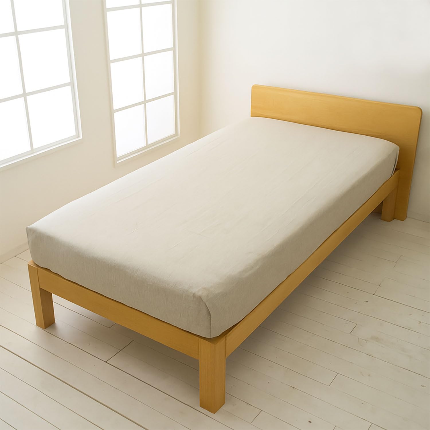 Cadeau屋リネン フラットシーツ スタンダード セミダブル 174×270cm オートミール ハギ有 吸水速乾 さらさら 蒸れないマルチカバー ベッド用