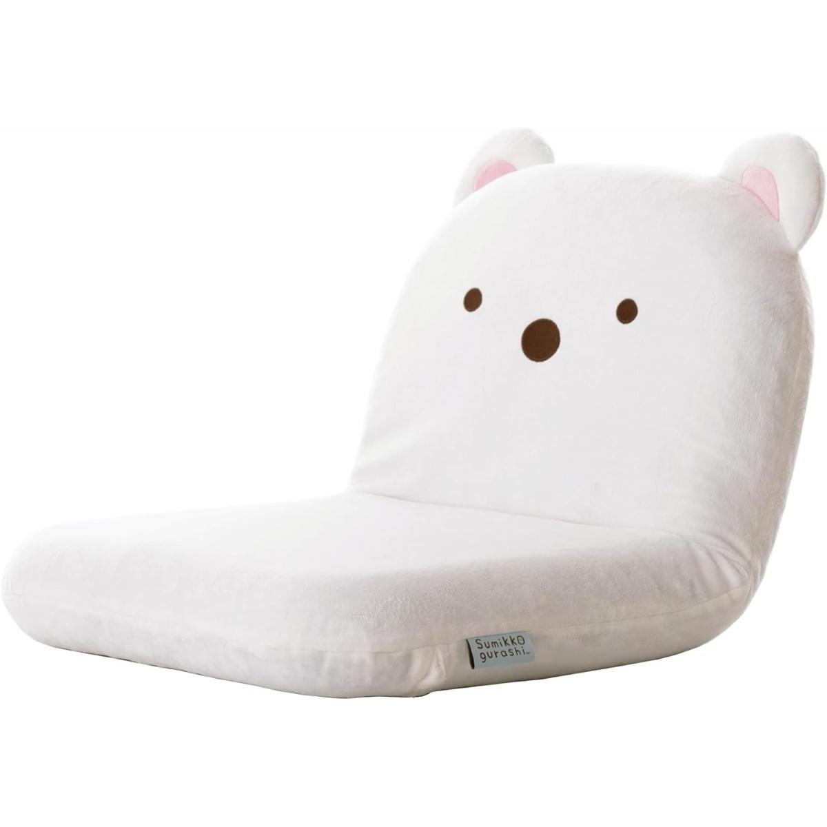 【I】【代引不可】すみっコぐらし コンパクト座椅子 しろくま 14段階ギア リクライニング 座椅子 フルフラット 日本製 子供部屋 一人暮らし 座いす【代引不可/沖縄・離島