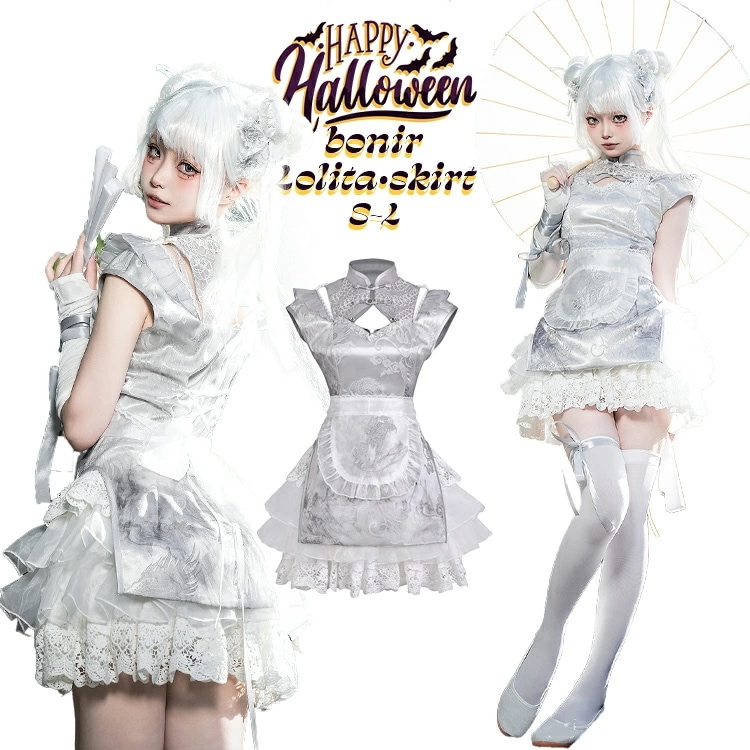 中華風ロリータ 中華娘コスプレ 豪華刺繍 レッドアクセント 優雅 人気 伝統コーデ 女性用 龍モチーフ レースデザイン 安い 文化イベント ハロウィンパーティー コスプレ衣装 ハロウィンコーデ かぼ