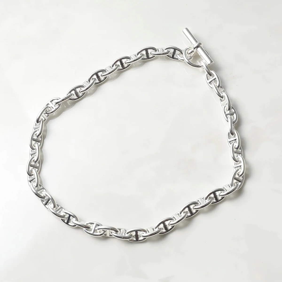 HERMES エルメス ネックレス シェーヌダンクル PM chaine dancre necklace メンズ 43コマ アンカーチェーン silver925 ロゴ刻印 シルバー