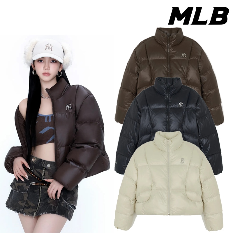 3FDJB2056 WOMENS CROPPED GLOSSY CURVED PADDED JACKET 25FW 新作 aespa KARINA着用 オーバーフィット レディース光沢感防寒 冬コーデ