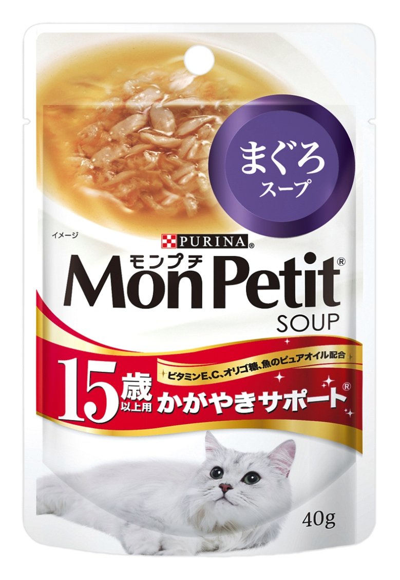 モンプチ スープ パウチ 高齢猫用(15歳以上) かがやきサポートまぐろスープ 40g×48袋入り (ケース販売) [キャットフード]