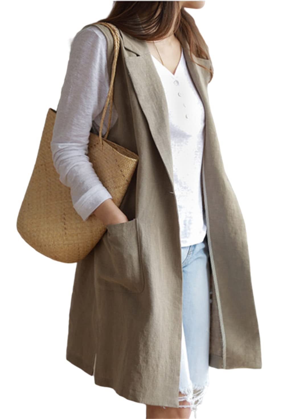 ベスト レディース ロングベスト ノースリーブ ジャケット ジレ ビジネス カジュアル チョッキ 無地 おしゃれ 黒ベスト 春 夏