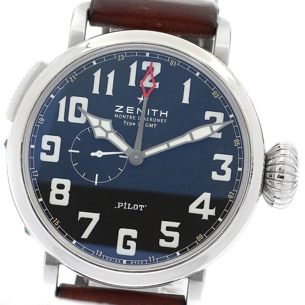 ゼニス ZENITH 03.2430.693 パイロット アエロネフ タイプ20 GMT 自動巻き メンズ 箱・保証書付き_899566【中古】