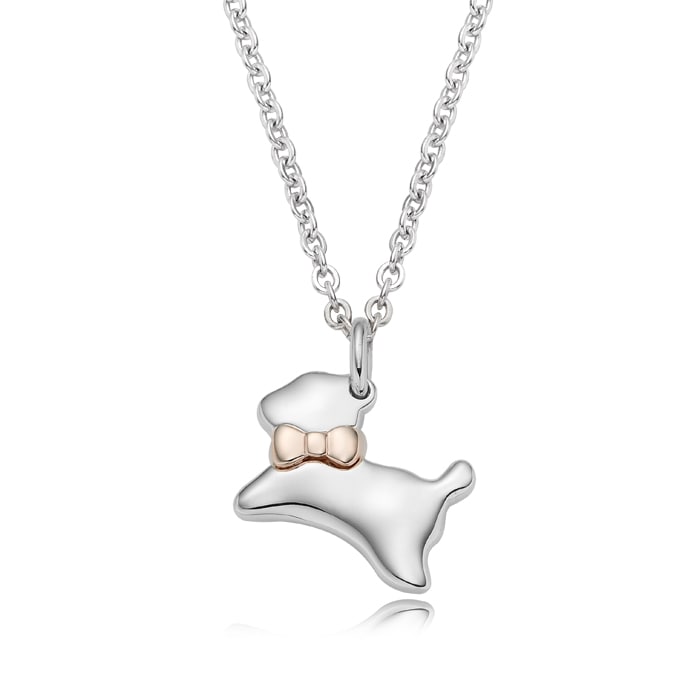 銀十二支の犬のネックレス5Kコンビと(Silver Oriental Zodiac Dog Necklace with 5K Combi)