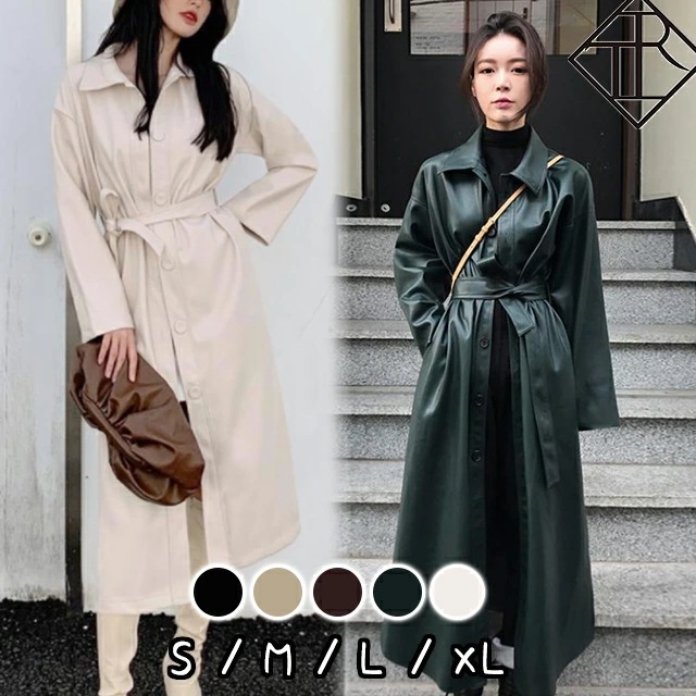 ２点で13o円OFF！【即納】トレンチコート レディース ロング トレンチコート ロング丈 コート アウター 大きいサイズ ライトアウター 暖かい 大きめ フェイクレザーコート ベルト きれいめ パー