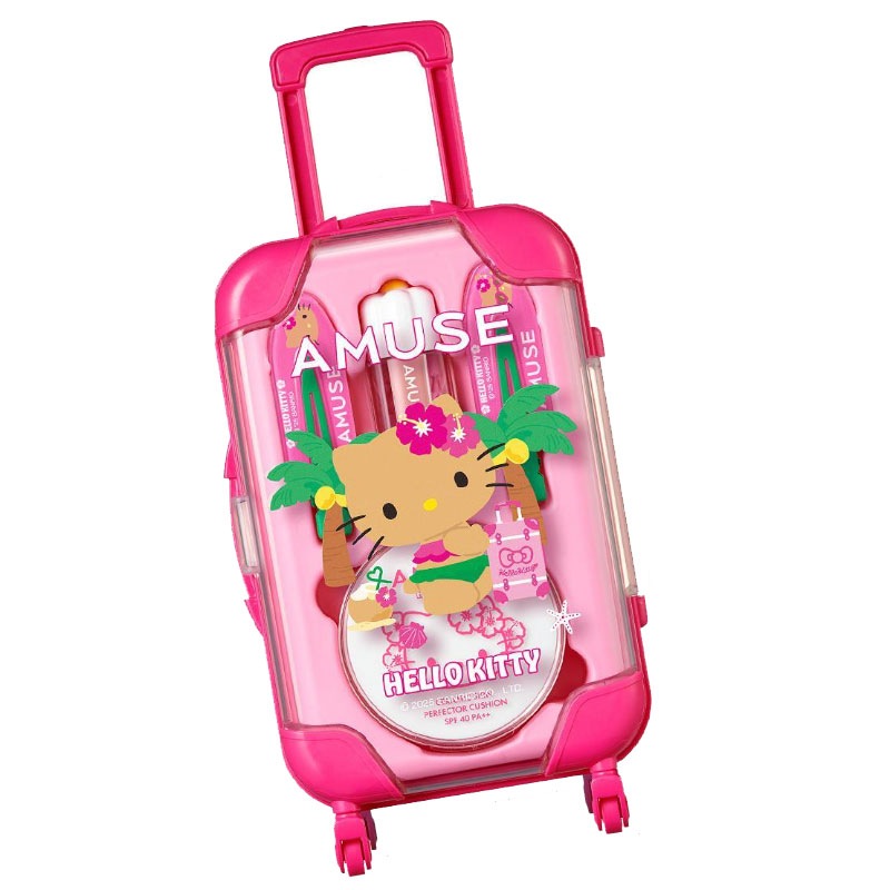 日焼けハローキティアミューズクイックメイクミニキャリアウォームセットクールセット限定版メイクアップ旅行に便利なコスメ