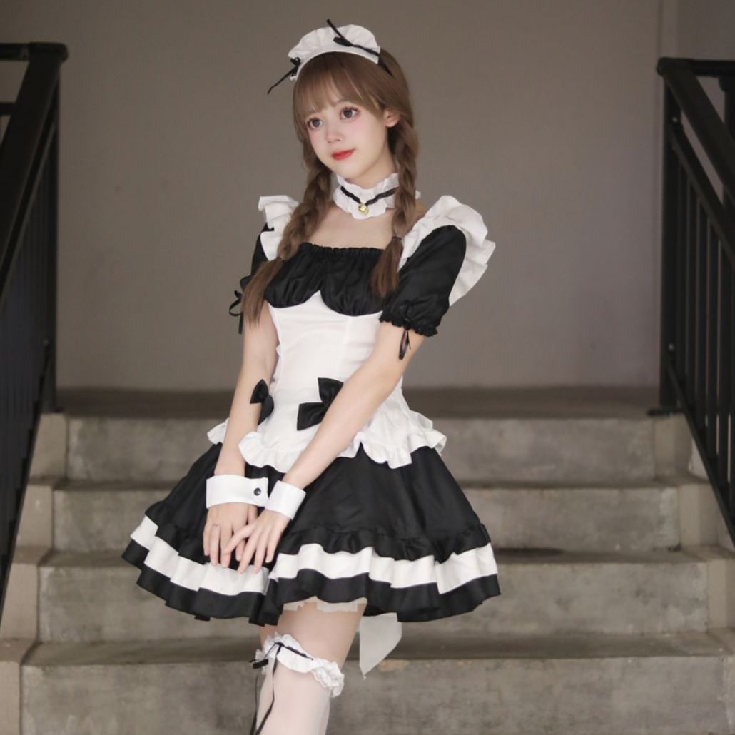 游び衣装コスプレ奇迹暖暖白黒チョコレートメイド服lolitaプリンセスドレス