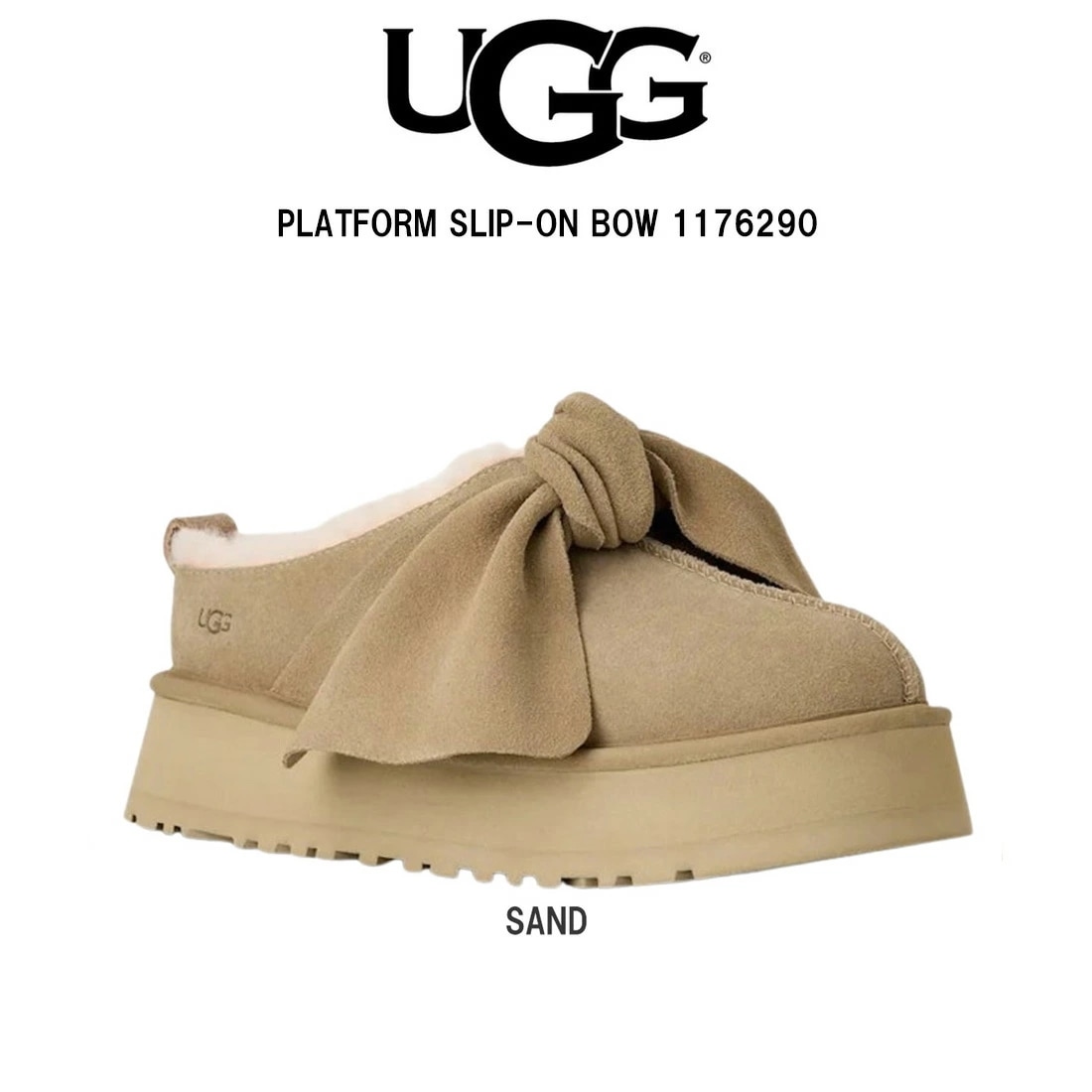UGG レディース プラットフォーム スリッポン ボウ リボン シューズ 厚底 スエード カジュアル ガーリー W PLATFORM SLIP-ON BOW 1176290