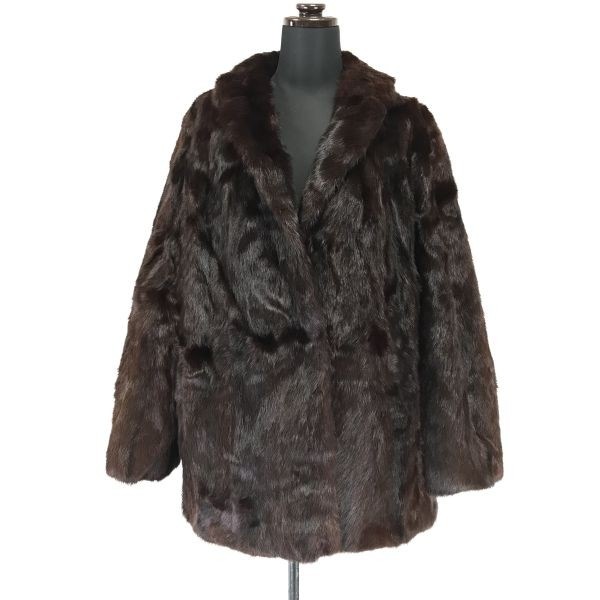 サガミンク/SAGAMINK/毛皮/ファーコート/アウター【15号/レディースXL/濃茶/dark brown】fur coat/Vintage/jacket/JumpercBH410
