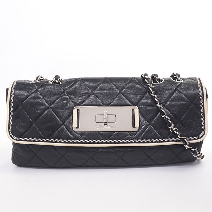【美品】シャネル チェーンショルダー バイカラー シルバー金具 2.55 レディース【ショルダーバッグ】