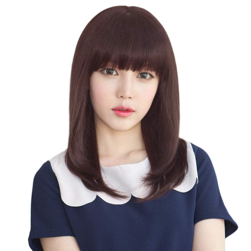 ウィッグ ボブ 人毛100％ 手植え レディース 医療用 ストレート 女性用かつら 女性用 小顔 おしゃれ 通気 自然 人気 （ネット付き） (ブラウン-904)