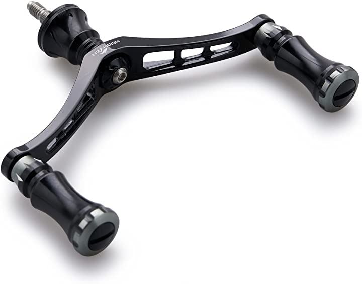 92mm リール ハンドル 15mm ノブ 搭載 シマノ ダイワ 通用 スピニングリール用 Chess Series ブラック 579(ブラック(ハンドル)/ブラック＆ガンメタル()