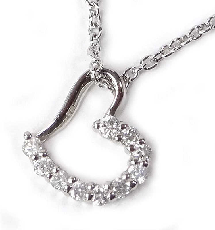 Pt900スイートメモリー 0.1カラット ダイヤモンドネックレス オープンハート4101