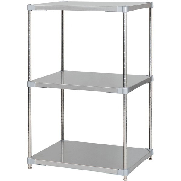 アイ・エル・シー GSS3-6076 燕三条製 PROFACE SUS304ステンレスソリッドシェルフ3段 600×760×1200 SUS304ステンレスポール メーカー直送