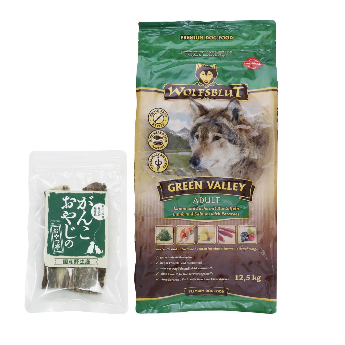 ウルフブラット アダルト グリーンバレー（ラム＆サーモンとポテト）12.5kg 【国産鹿のスペアリブ ショートカット 2本入り】