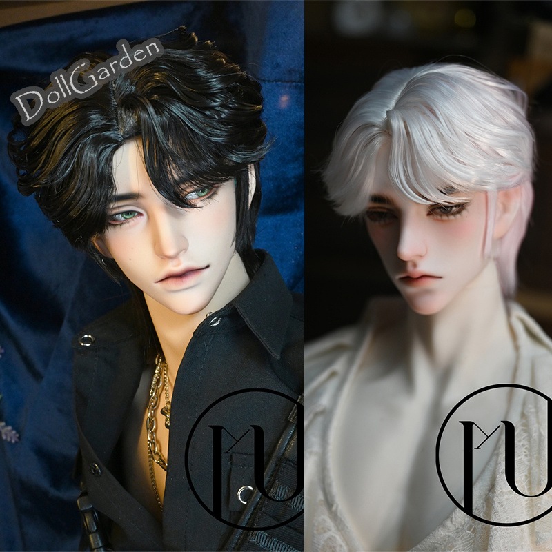 BJD 1/3 ドール用ウィッグ ショート 定型 柔らかい高温糸 セット済み 黒 白 SD/小顔SDサイズ球体関節人形用ウィッグ