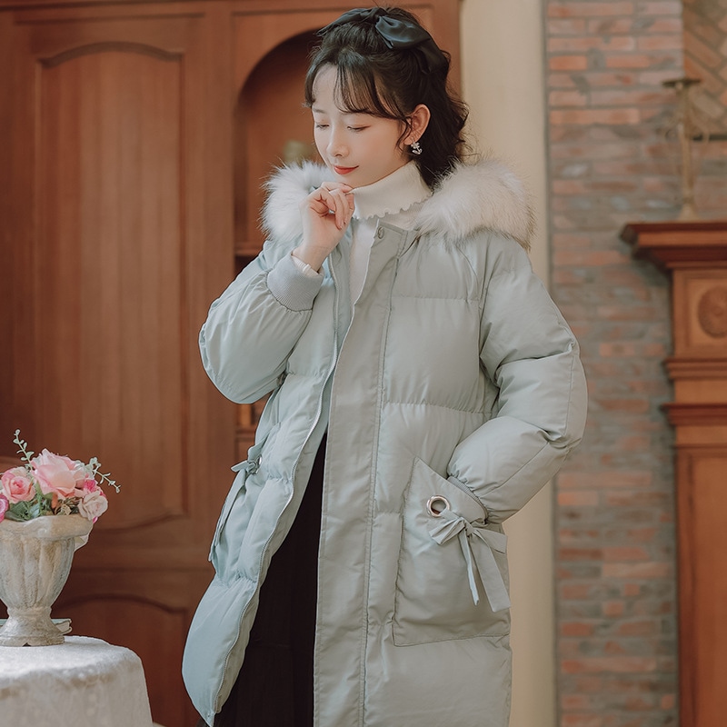 冬の新作 気質 簡単な 外出着 ミディアム アカデミック 帽子をかぶった服 綿入れの服 保温コート ウールの襟