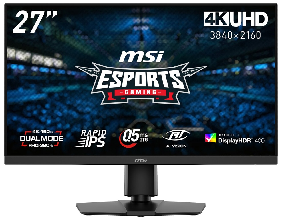 MSIエムエスアイ ゲーミング液晶ディスプレイ(27型/RAPID IPS/4K UHD 3840×2160/160Hz/0.5ms/HDR400/HDMI2.1/DP1.4a/VESA/PIP・P
