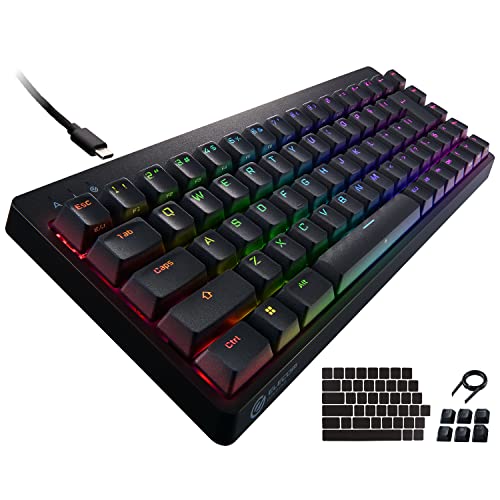 エレコム ゲーミングキーボード V-custom VK300T 有線 RGB テンキーレス 65%サイズ メカニカル ネオクラッチキーキャップ 茶軸 タクタイル USBポート搭載 TK-VK300TB
