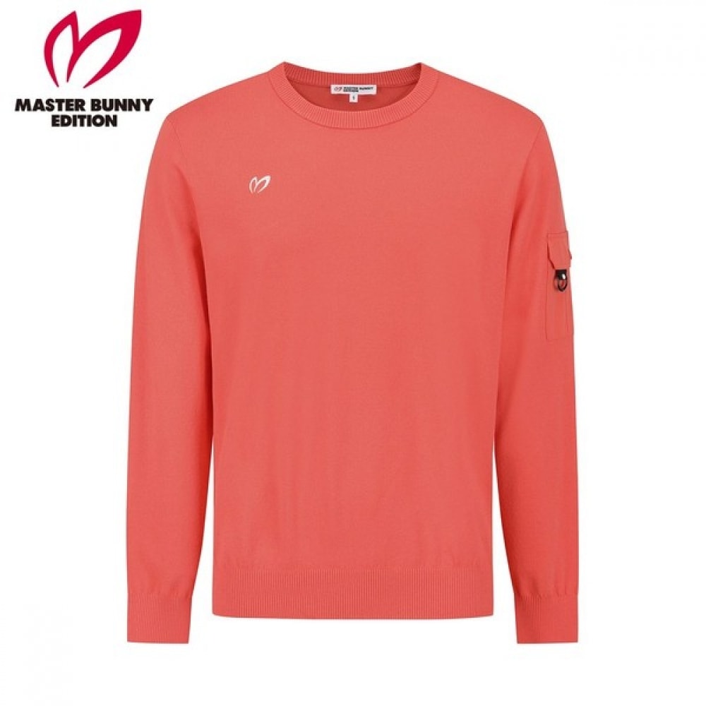 (マスターバニー) メンズウーブンポケットソリッドラウンドセーター