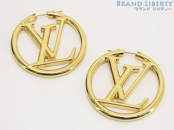 超美品ルイヴィトンブックルドレイユフープルイーズフープピアスゴールドメタルM64288