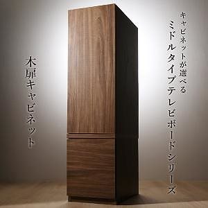 ミドルタイプテレビボードシリーズ [city sign]シティサイン 木扉キャビネット単品 ウォルナットブラウン
