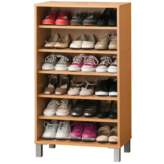 靴の高さに合わせて棚の位置を調整できるオープンシューズボックス【オープン シューズボックス W60（NA)】