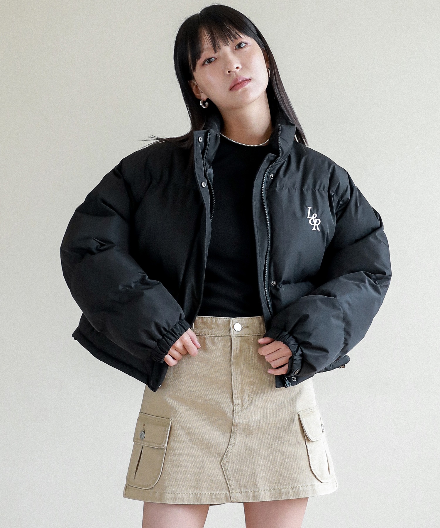 LOSSYROW ロッシーリップストップクロップパディング_ブラック